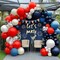 Navy Blue Red White Balloon Arch, Double Stuffed Royal Blue Red Pearl White Sand Balloon Garland Kit for Birthday Graduation Baby Shower Patriotic Nautical Baseball 4th of July Party Decor